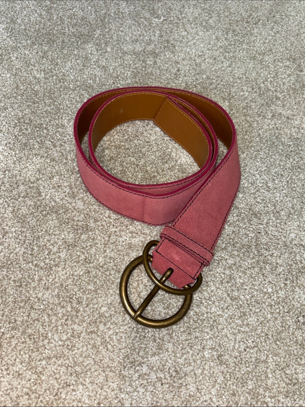 Miu Miu pink suede belt